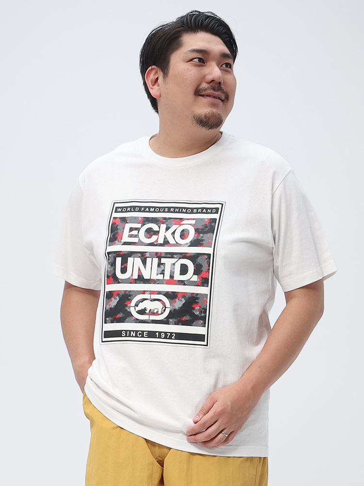 大きいサイズ メンズ ECKO UNLTD (エコーアンリミテッド) BOXロゴ クルーネック 半袖 Tシャツ | 大きいサイズの服【サカゼン公式通販】