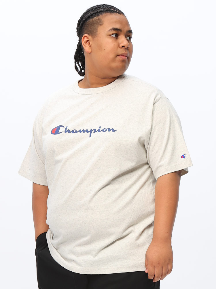 大きいサイズ メンズ Champion (チャンピオン) ロゴプリント クルーネック 半袖 Tシャツ SCRIPT LO |  大きいサイズの服【サカゼン公式通販】