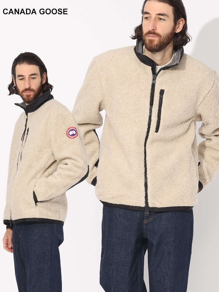 CANADA GOOSE (カナダグース) 袖ロゴ フルジップ ボアジャケット KELOWNA CG7017M1 ブラン【サカゼン公式通販】