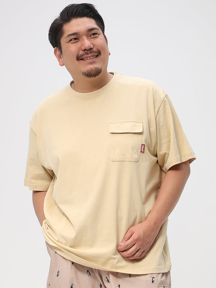 大きいサイズ メンズ Coleman (コールマン) USAコットン ポケット バックプリント クルーネック 半袖 Tシャツ トップス Tシャツ/カットソー 新品 ベージュ 無地