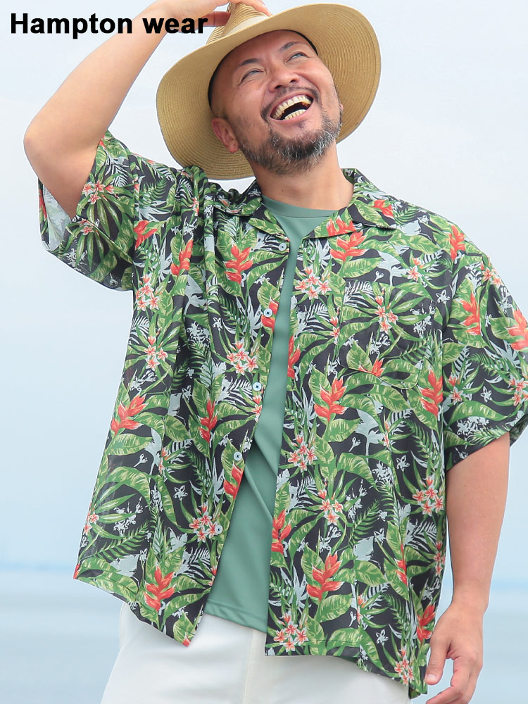 メッシュ 半袖 アロハシャツ 大きいサイズ メンズ X1(3L～4L相当) X2