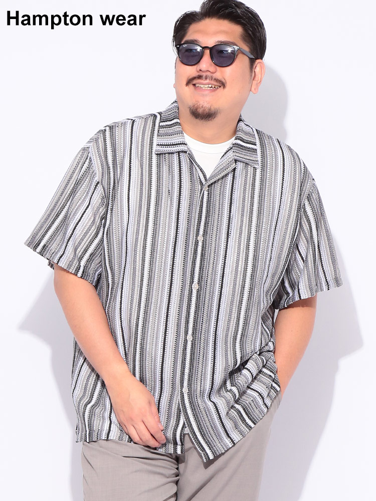 美品⭐︎Papas 半袖シャツ　オープンカラー　グレー　リネン100% L バルファレース オープンカラー 半袖 開襟 シャツ 大きいサイズ