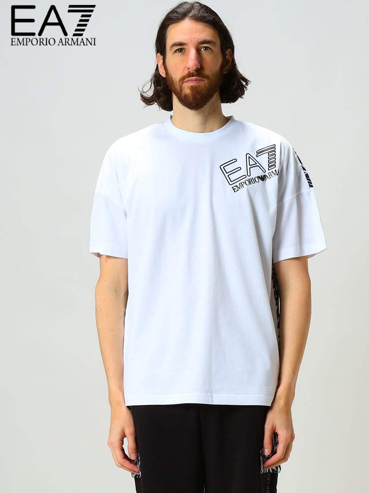 EMPORIO ARMANI EA7 (エンポリオアルマーニ) ジオメトリック 切り替え クルーネック 半袖 Tシャツ 【サカゼン公式通販】