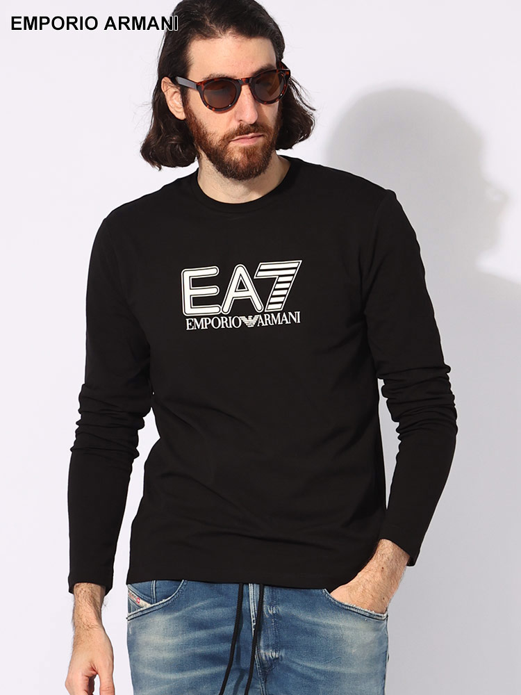 EMPORIO ARMANI (エンポリオアルマーニ) ストレッチコットン ロゴ クルーネック 長袖 Tシャツ EA76【サカゼン公式通販】