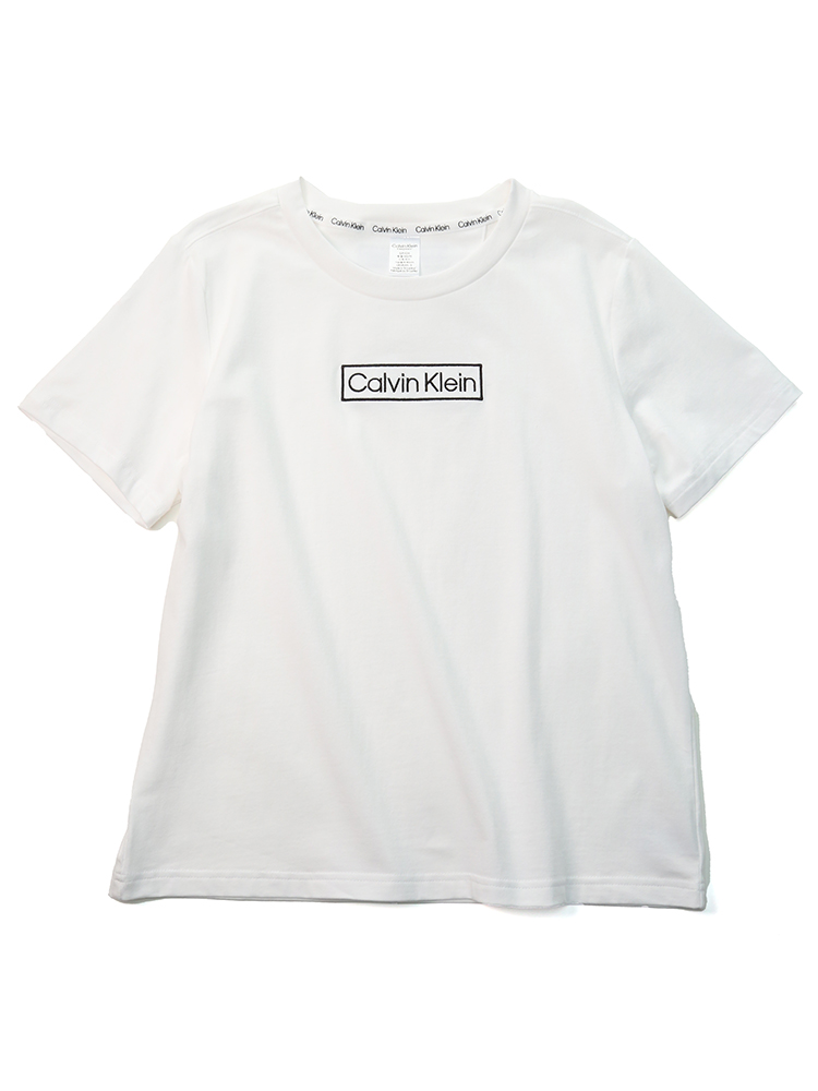 Calvin Klein (カルバンクライン) レディース ブランド BOXロゴ刺繍 クルーネック 半袖 Tシャツ CK【サカゼン公式通販】