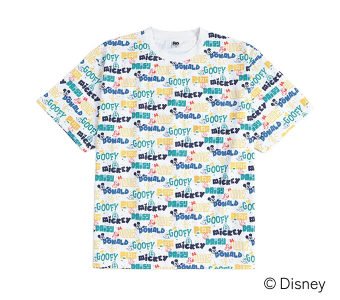 ディズニーキャラクター ネームパターンTシャツ