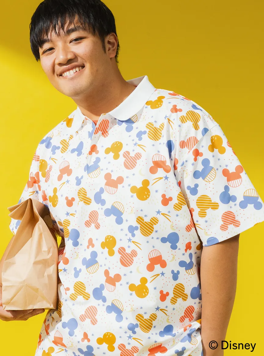 ミッキーマウス シルエットパターンポロシャツの着用イメージ