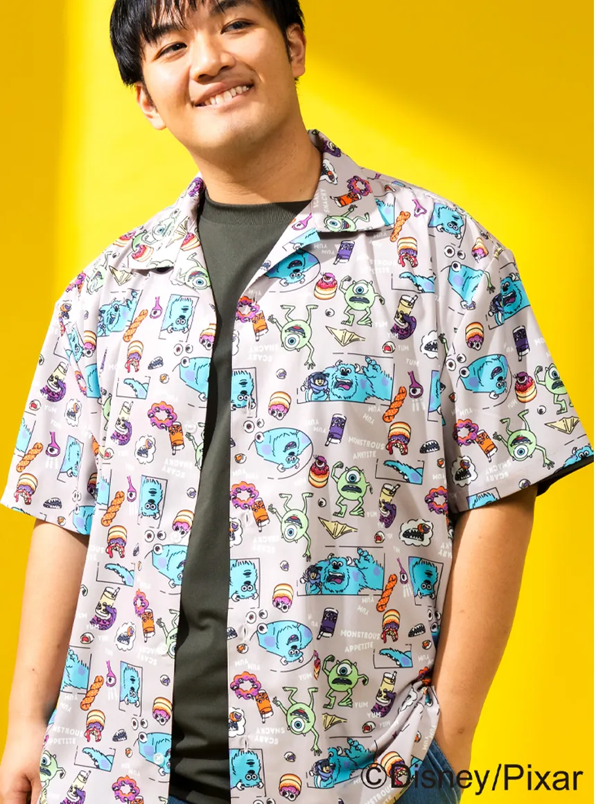 モンスターズ・インク キャラクター総柄シャツの着用イメージ