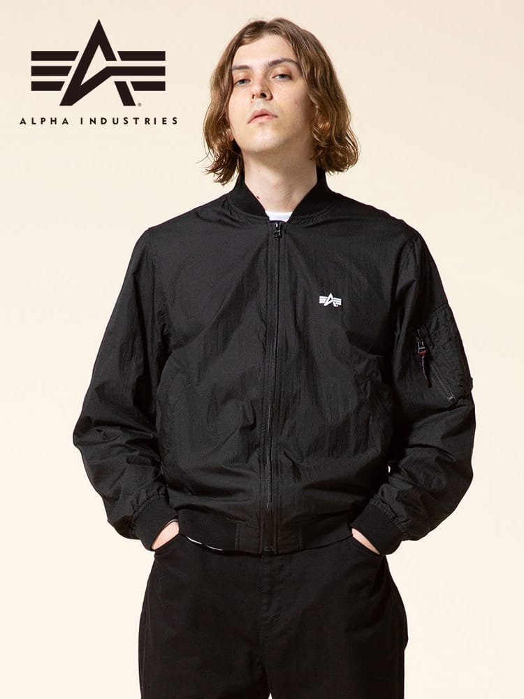 ALPHA INDUSTRIES INC (アルファインダストリーズ) パッカブル ワンポイント フルジップ ジャケット LIGHT PACKABLE L-2B