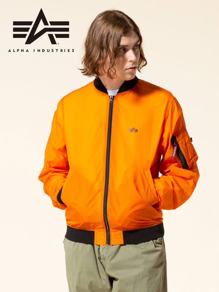 ALPHA INDUSTRIES INC (アルファインダストリーズ) パッカブル ワンポイント フルジップ ジャケット LIGHT PACKABLE L-2B