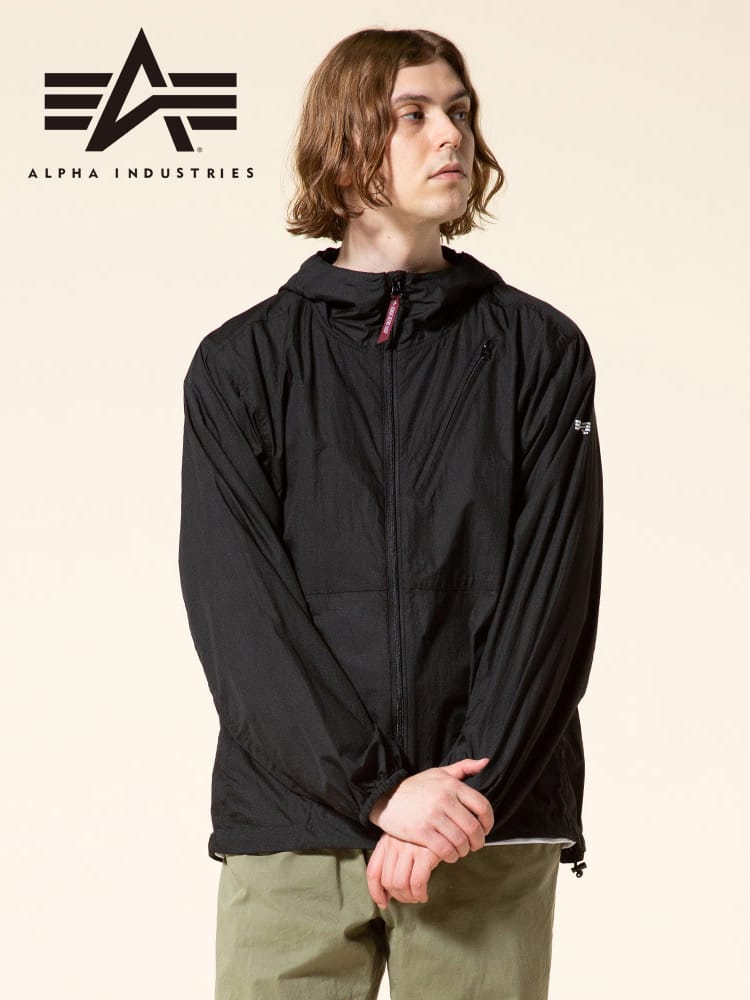 ALPHA INDUSTRIES INC (アルファインダストリーズ) パッカブル フード フルジップ ジャケット LIGHT PACKABLE PARKA