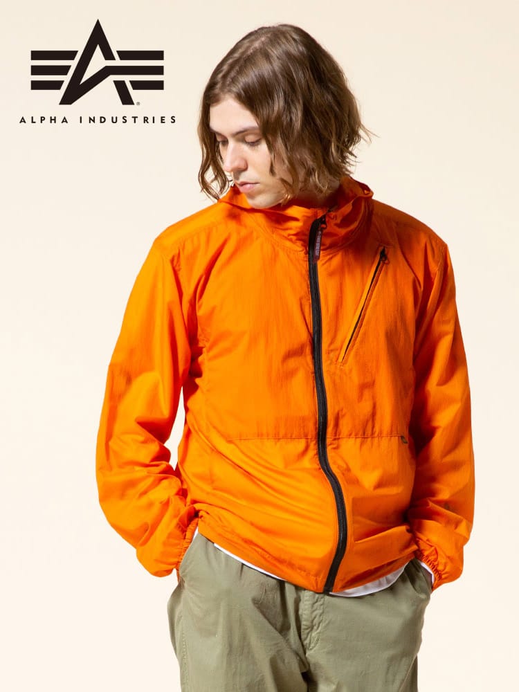 ALPHA INDUSTRIES INC (アルファインダストリーズ) パッカブル フード フルジップ ジャケット LIGHT PACKABLE PARKA