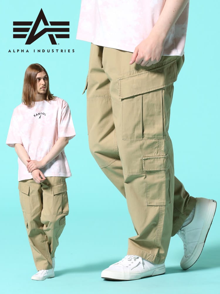 ALPHA INDUSTRIES INC (アルファインダストリーズ) 無地 ポケット カーゴ ロングパンツ A.C.U TYPE CARGO PANTS