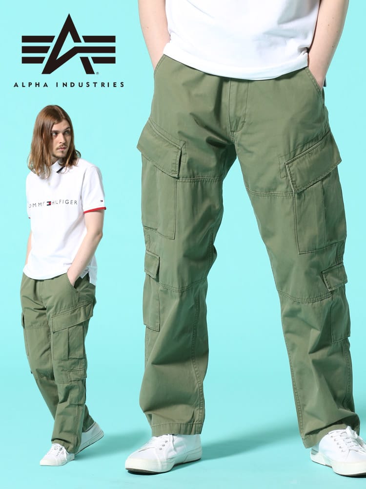 ALPHA INDUSTRIES INC (アルファインダストリーズ) 無地 ポケット カーゴ ロングパンツ A.C.U TYPE CARGO PANTS