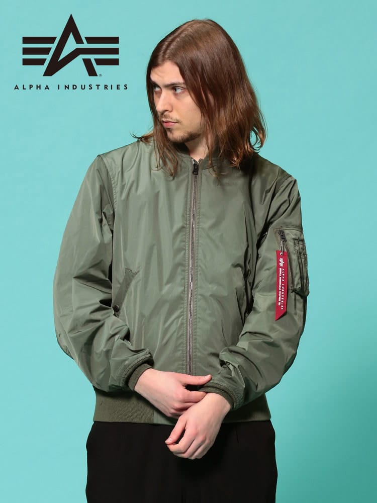 ALPHA INDUSTRIES INC (アルファインダストリーズ) 無地 フルジップ ボンディング ジャケット BONDING L-2B