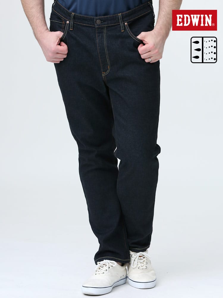 大きいサイズ メンズ EDWIN B＆T CLUB (エドウィン ビーアンドティークラブ) コーデュラ ストレッチ ジップフライ ジーンズ ワンウォッシュ レギュラーストレート