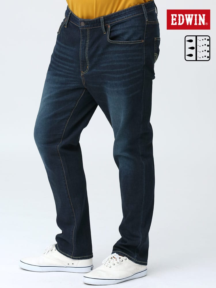 大きいサイズ メンズ EDWIN B＆T CLUB (エドウィン ビーアンドティークラブ) コーデュラ ストレッチ ジップフライ ジーンズ 中濃色 レギュラーストレート