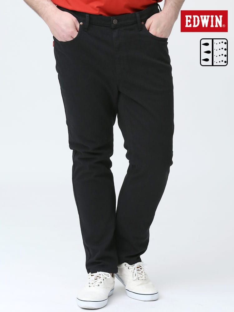 大きいサイズ メンズ EDWIN B＆T CLUB (エドウィン ビーアンドティークラブ) コーデュラ ストレッチ ジップフライ ジーンズ BLACK レギュラーストレート