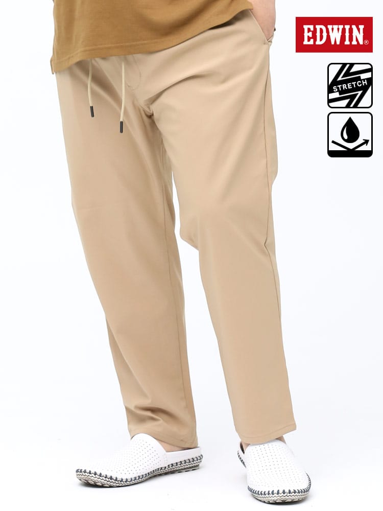 大きいサイズ メンズ EDWIN (エドウィン) F.L.E 撥水 2WAYストレッチ 722 トラウザーパンツ BEIGE