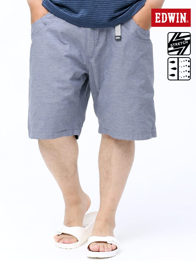 EDWIN (エドウィン) 歩クール ストレッチ 麻混 無地 ショートパンツ
