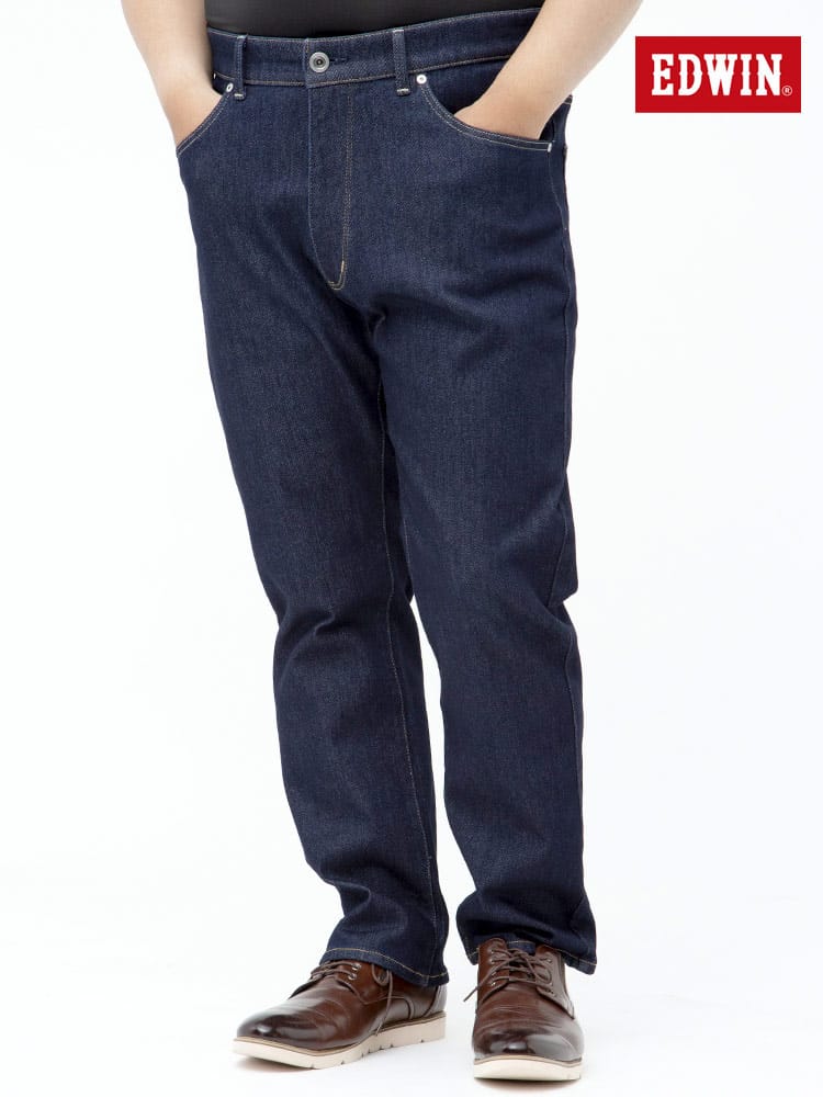 大きいサイズ メンズ EDWIN (エドウィン) JERSEYS 裏起毛 ウォーム レギュラーストレート ジーンズ ONEWASH