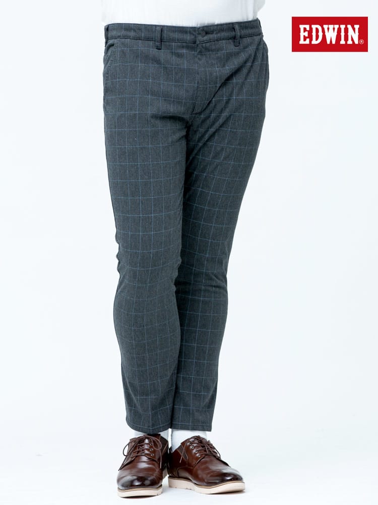 大きいサイズ メンズ EDWIN (エドウィン) デニスラ ストレッチ ウィンドペン ノータック ロングパンツ