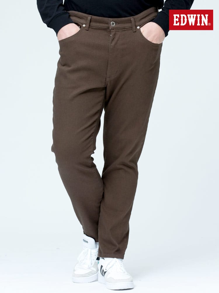大きいサイズ メンズ EDWIN (エドウィン) JERSEYS ストレッチ レギュラー ストレート カラージーンズ BROWN