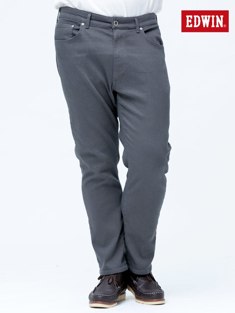 大きいサイズ メンズ EDWIN (エドウィン) JERSEYS ストレッチ レギュラー ストレート カラージーンズ CHARCOAL