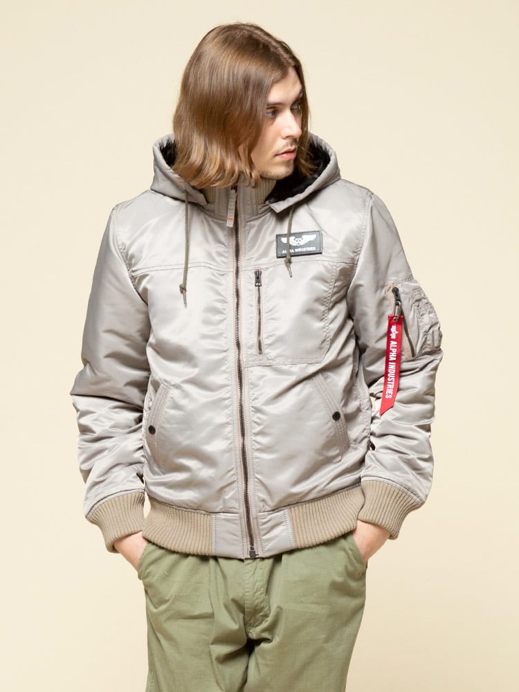 ALPHA INDUSTRIES INC (アルファインダストリーズ) サーモライト フード着脱 リブ フルジップ 中綿 ジャケット HOODED RIB JACKET