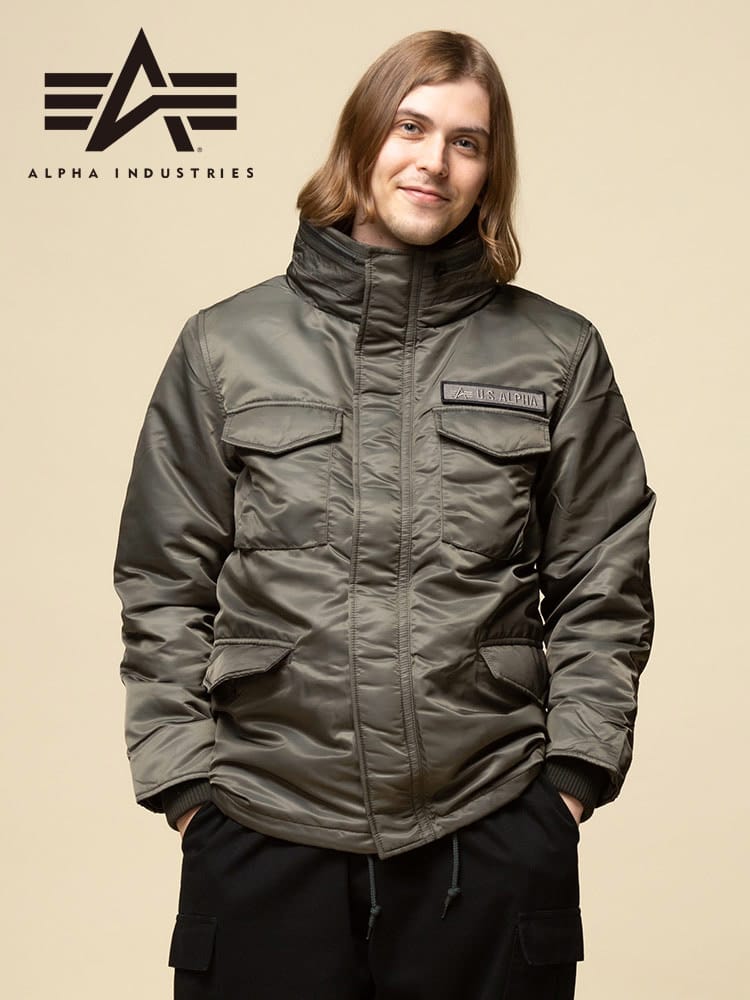 ALPHA INDUSTRIES INC (アルファインダストリーズ) サーモライト フルジップ リブ 中綿 ジャケット M-65 RIB JACKET