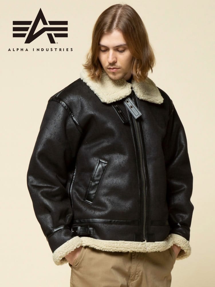 ALPHA INDUSTRIES INC (アルファインダストリーズ) フェイクムートン フルジップ フライトジャケット B-3 FAKE MOUTON