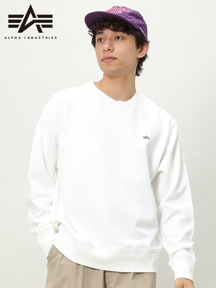 ALPHA INDUSTRIES INC (アルファインダストリーズ) 裏起毛 バックBIGプリント クルーネック スウェット トレーナー