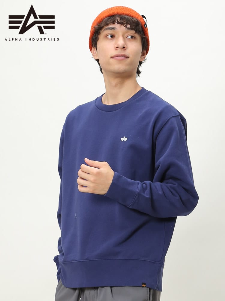 ALPHA INDUSTRIES INC (アルファインダストリーズ) 裏起毛 バックBIGプリント クルーネック スウェット トレーナー