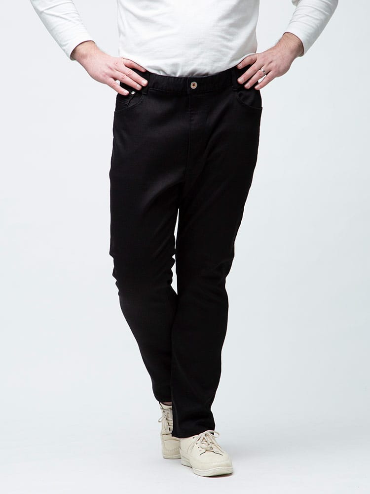 大きいサイズ メンズ EDWIN (エドウィン) JERSEYS ストレッチ ジップフライ レギュラー ストレート ジーンズ BLACK