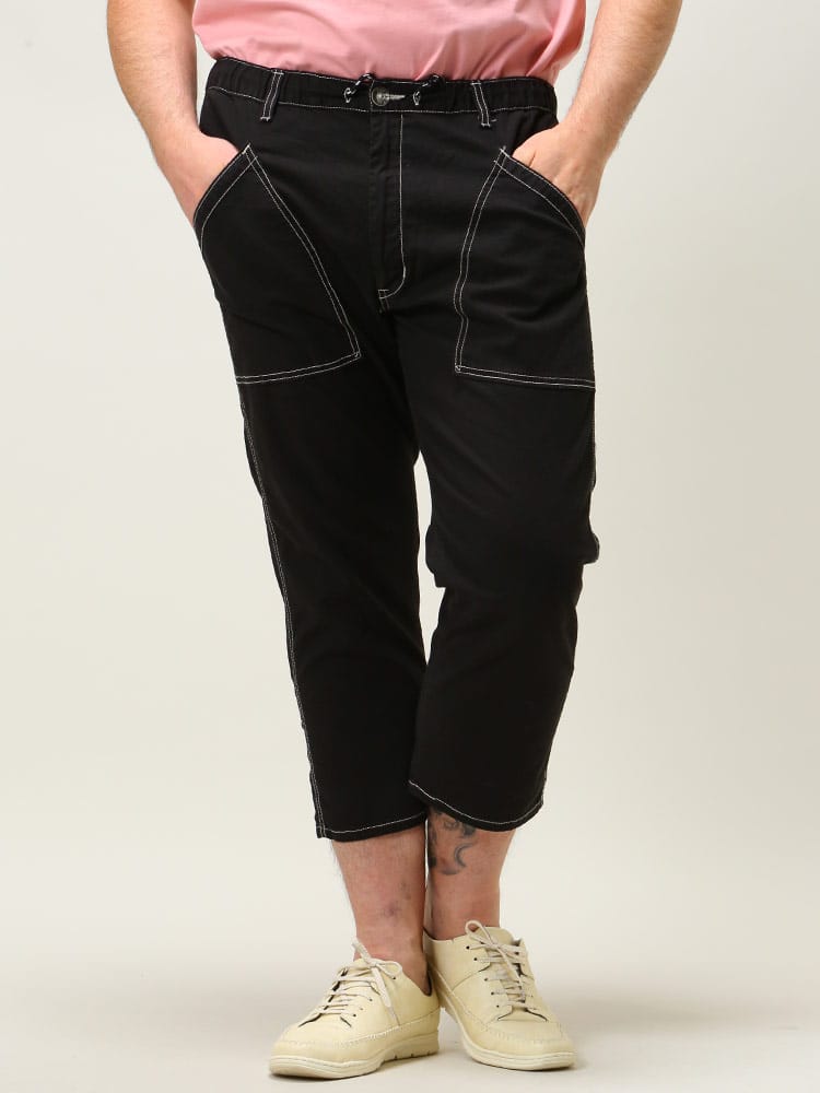 大きいサイズ メンズ Lee (リー) 麻混 無地 ウエストコード イージーパンツ