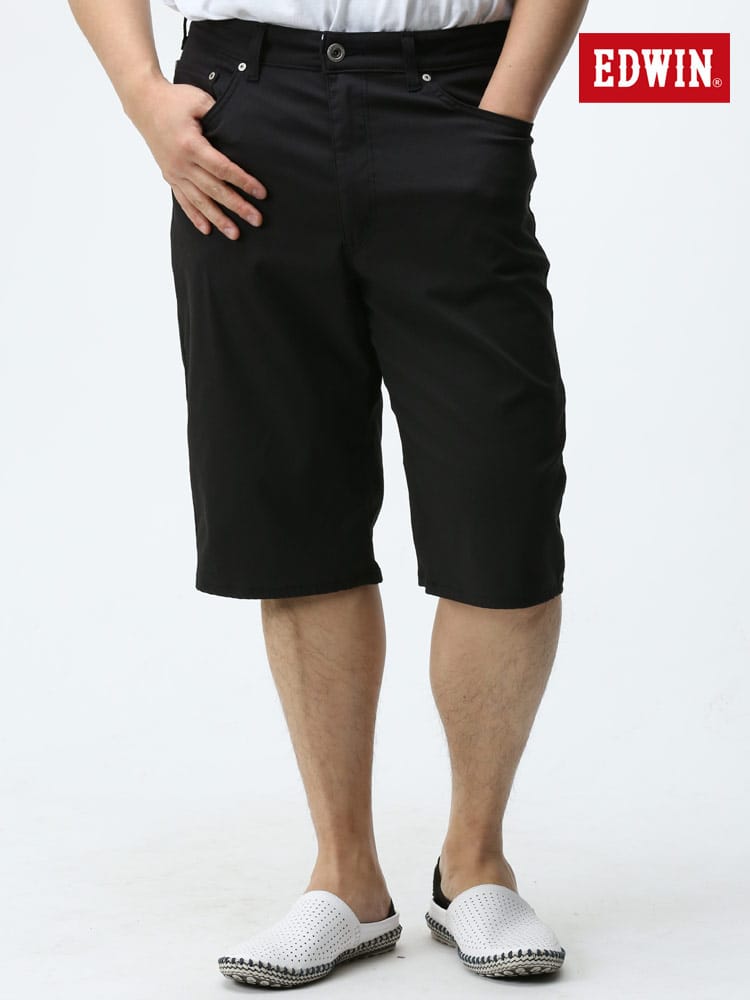 大きいサイズ メンズ EDWIN (エドウィン) JERSEYS ストレッチ 無地 ジップフライ ショートパンツ