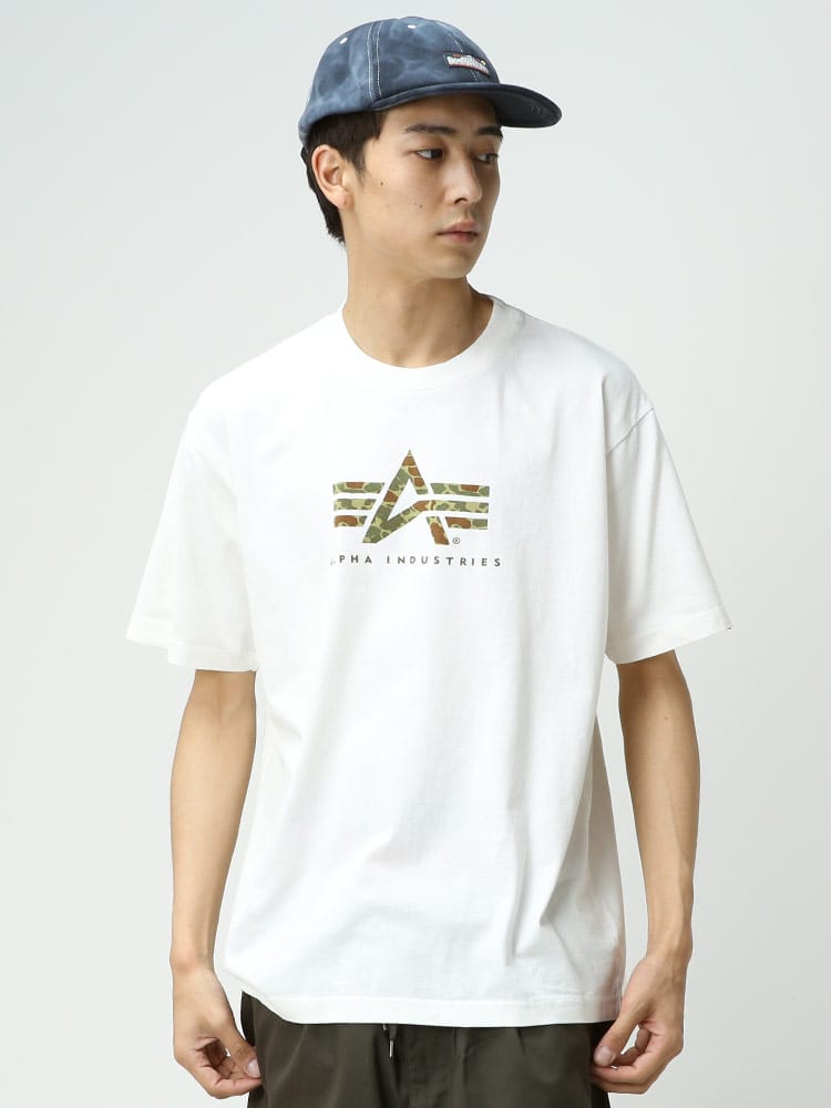ALPHA INDUSTRIES INC (アルファインダストリーズ) 迷彩 A-MARK プリント クルーネック 半袖 Tシャツ