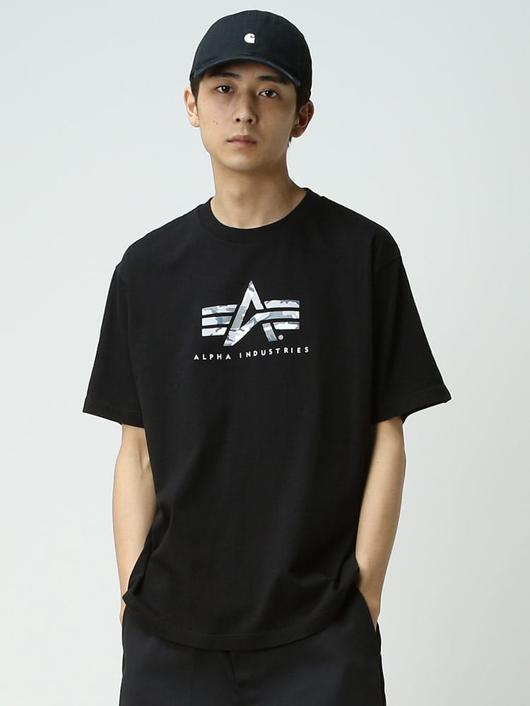 ALPHA INDUSTRIES INC (アルファインダストリーズ) 迷彩 A-MARK プリント クルーネック 半袖 Tシャツ