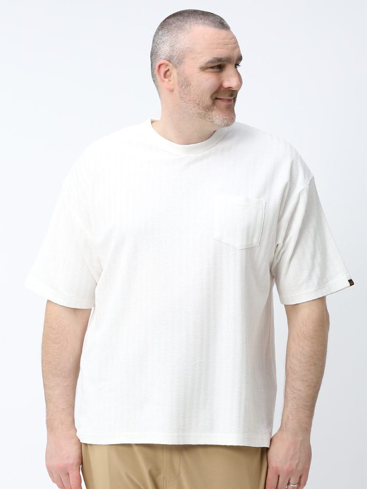 大きいサイズ メンズ ALPHA INDUSTRIES INC (アルファインダストリーズ) ヘリンボン ポケット付き クルーネック 半袖 Tシャツ