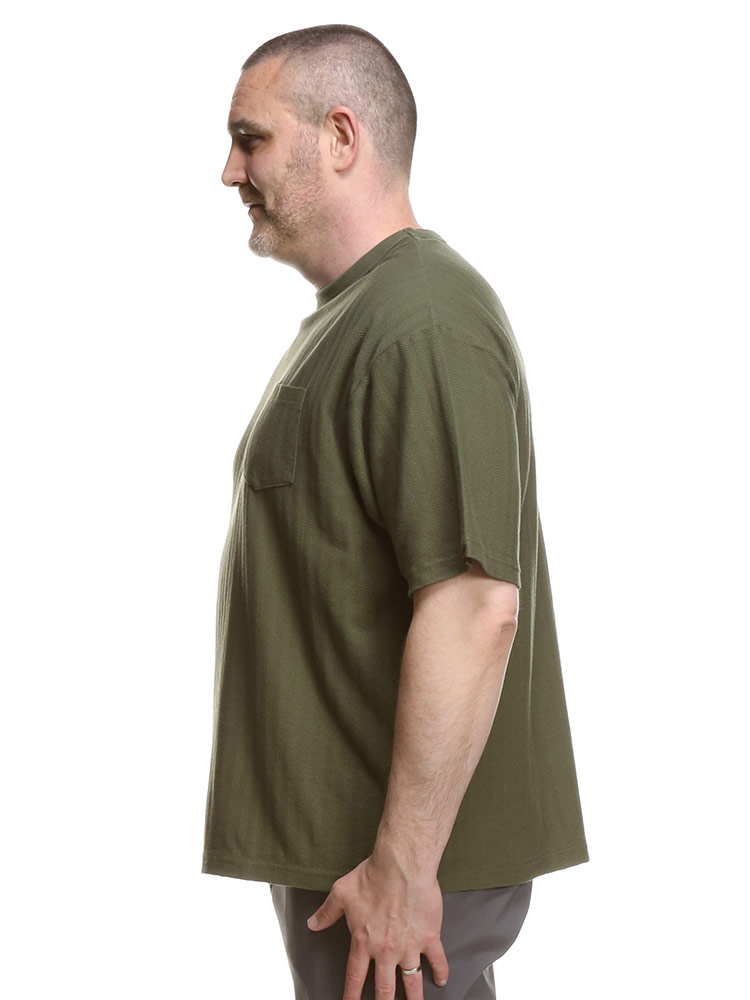 大きいサイズ メンズ ALPHA INDUSTRIES INC (アルファインダストリーズ) ヘリンボン ポケット付き クルーネック 半袖 Tシャツ