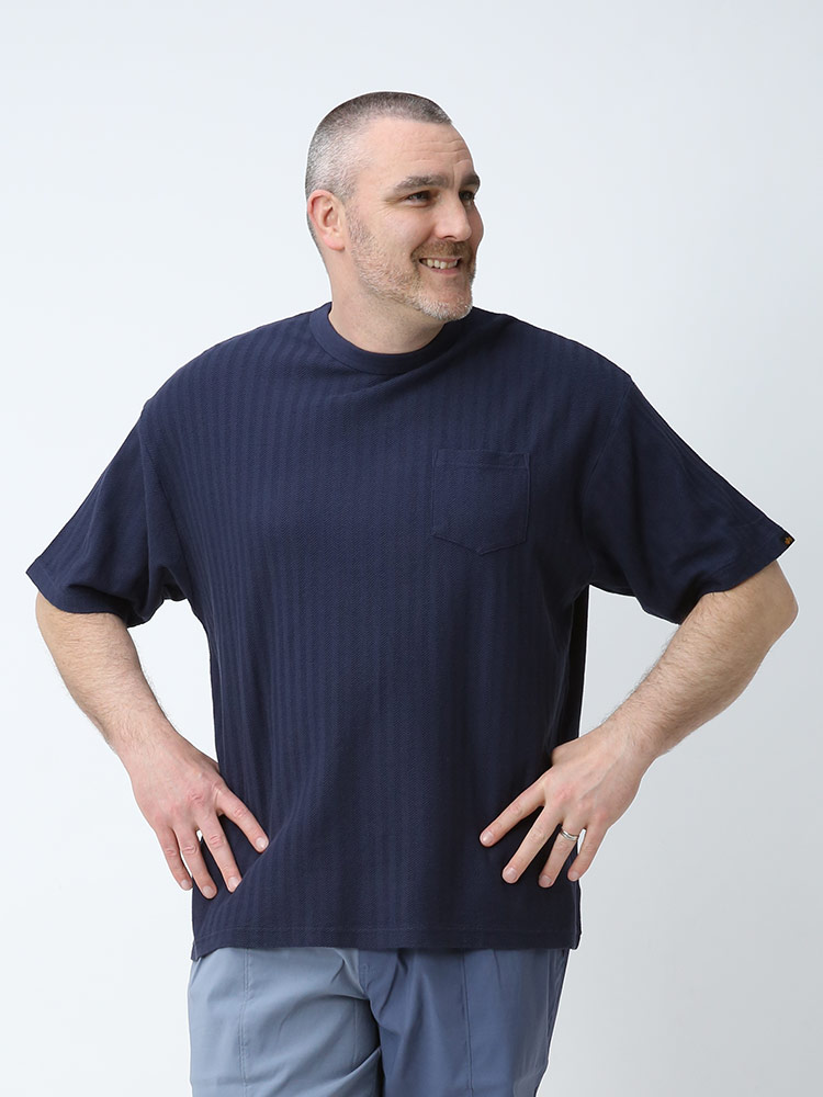 大きいサイズ メンズ ALPHA INDUSTRIES INC (アルファインダストリーズ) ヘリンボン ポケット付き クルーネック 半袖 Tシャツ