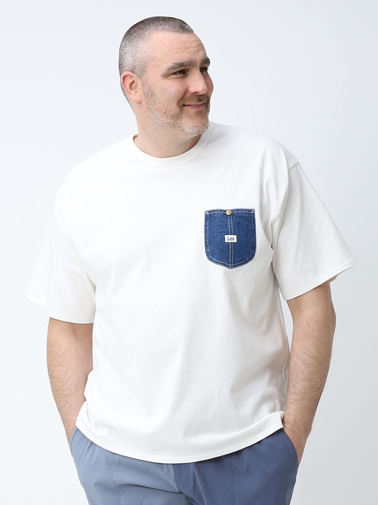 大きいサイズ メンズ Lee (リー) デニムポケット クルーネック 半袖 Tシャツ