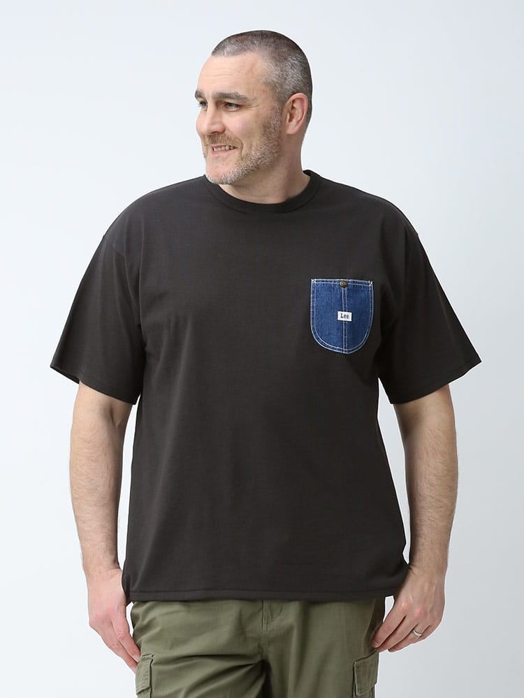 大きいサイズ メンズ Lee (リー) デニムポケット クルーネック 半袖 Tシャツ