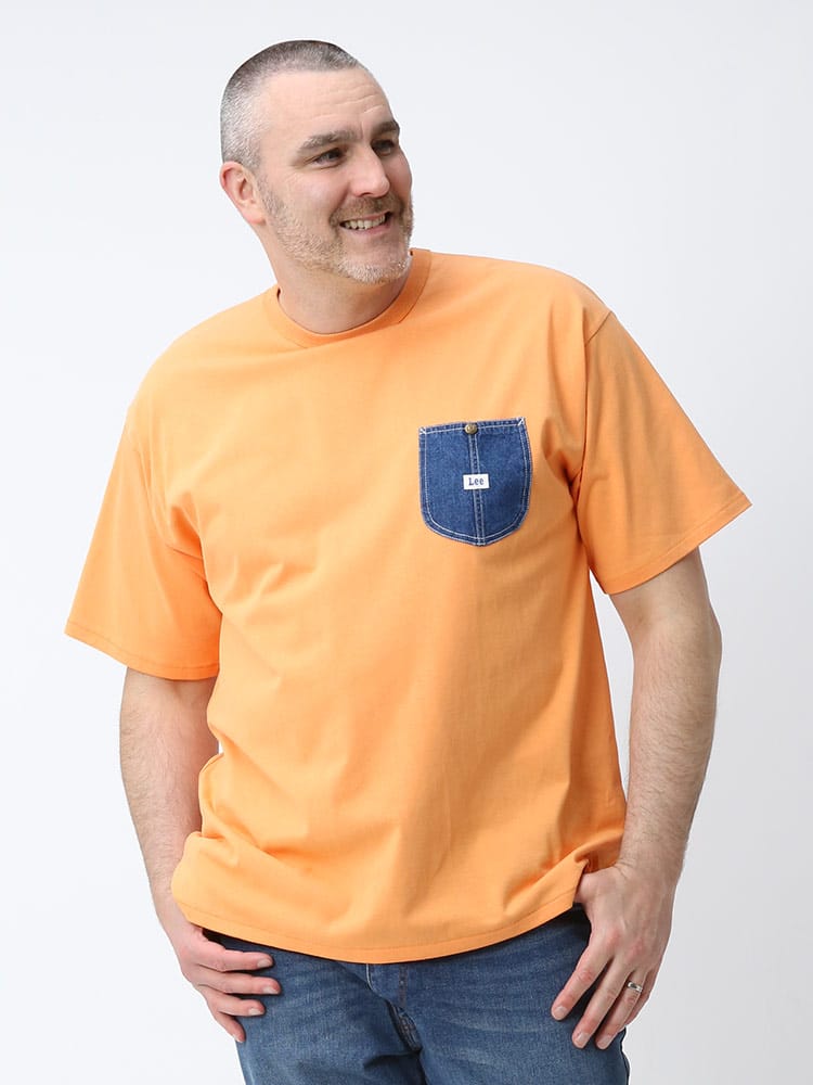 大きいサイズ メンズ Lee (リー) デニムポケット クルーネック 半袖 Tシャツ
