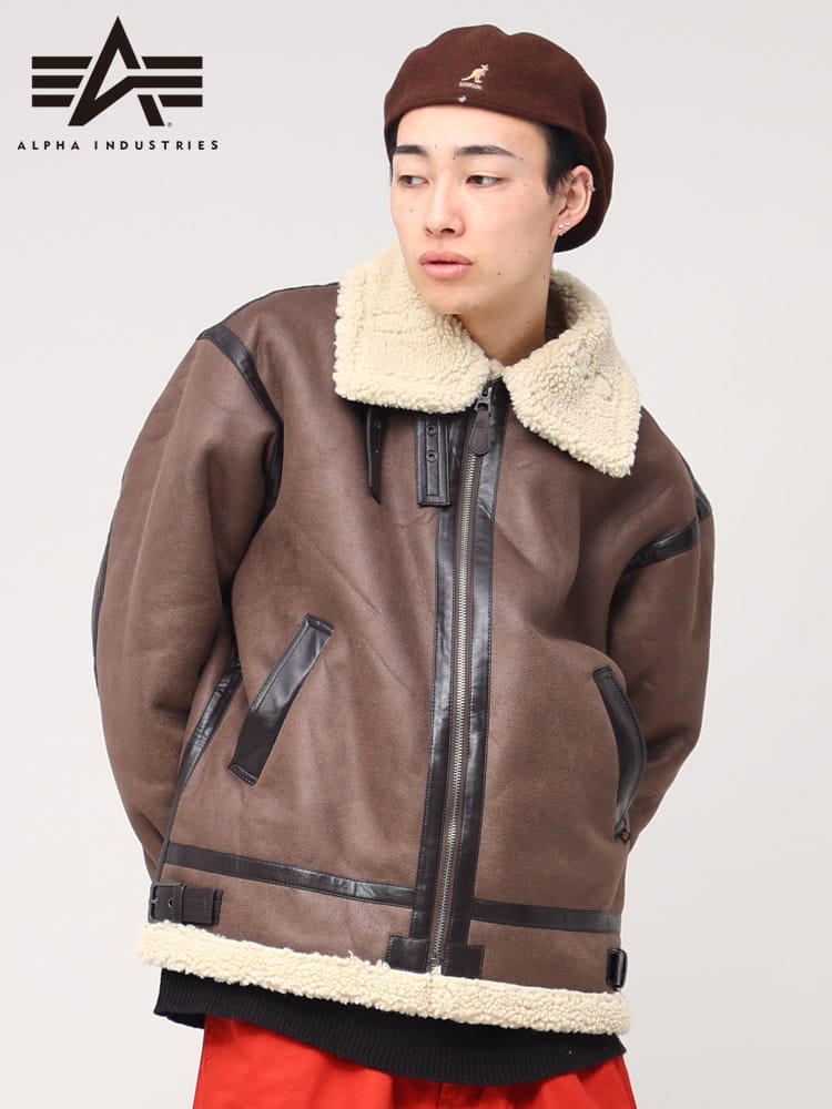 ALPHA INDUSTRIES INC (アルファインダストリーズ) フェイクムートン フルジップ ジャケット ブルゾン B-3 TA1548