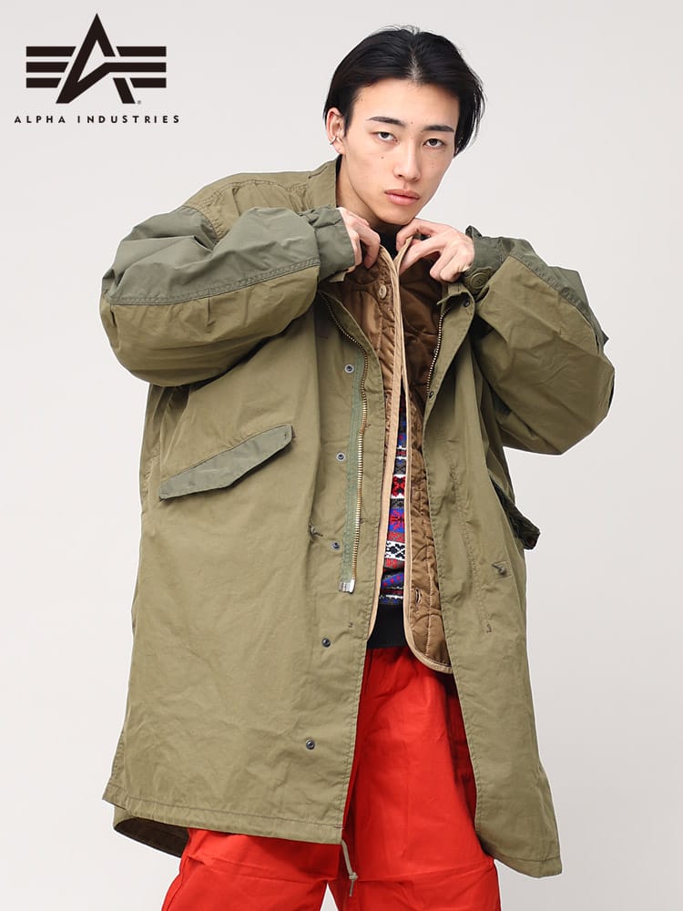 ALPHA INDUSTRIES INC (アルファインダストリーズ) フルジップ ミリタリーコート オーバーサイズ ビッグシルエット M-65 COAT