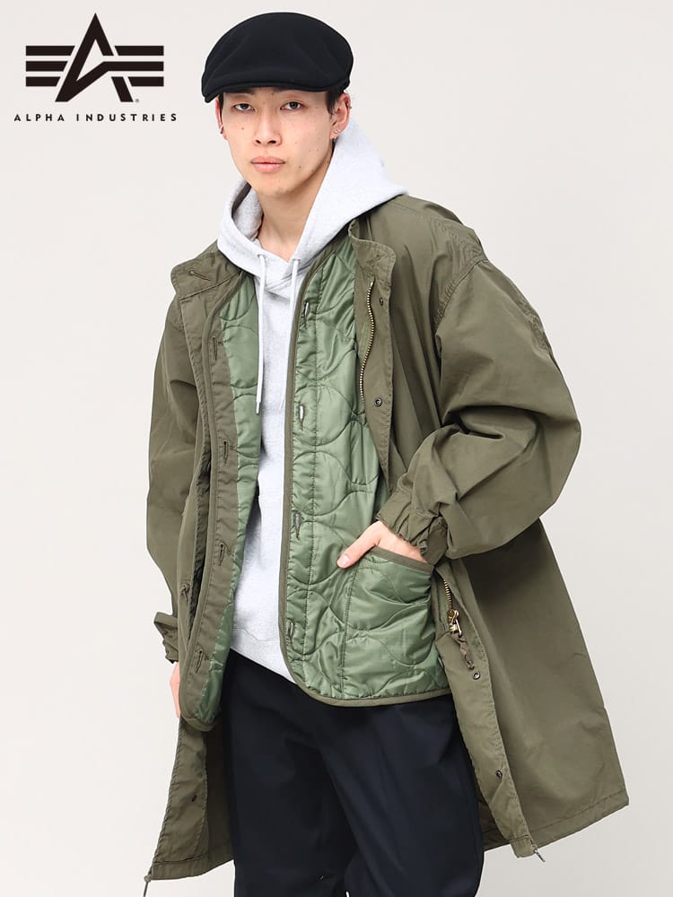 ALPHA INDUSTRIES INC (アルファインダストリーズ) フルジップ ミリタリーコート オーバーサイズ ビッグシルエット M-65 COAT