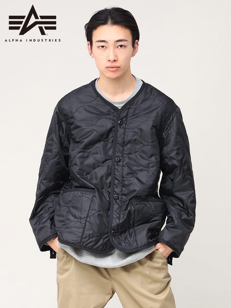 ALPHA INDUSTRIES INC (アルファインダストリーズ) キルティング ジャケット ブルゾン ボタン QUILT LINER