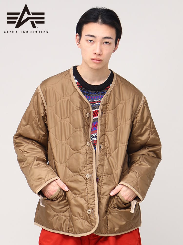ALPHA INDUSTRIES INC (アルファインダストリーズ) キルティング ジャケット ブルゾン ボタン QUILT LINER