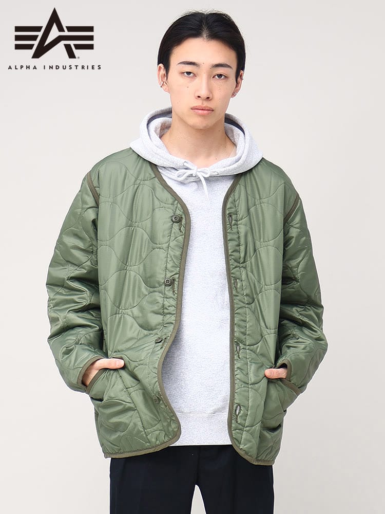 ALPHA INDUSTRIES INC (アルファインダストリーズ) キルティング ジャケット ブルゾン ボタン QUILT LINER